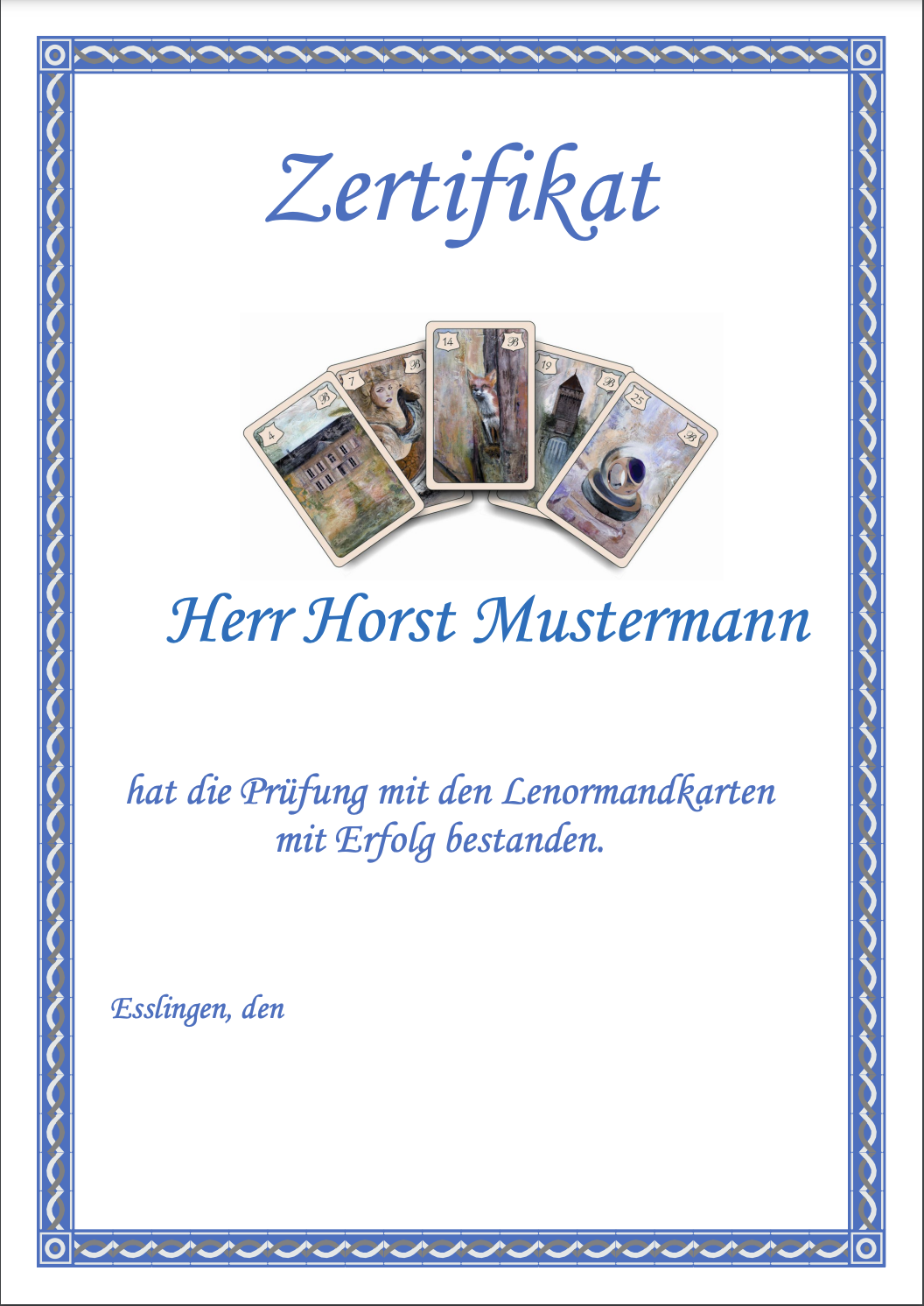 Lenormand Zertifikat