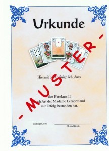 Urkunde Lenormand Fernkurs II Prüfung